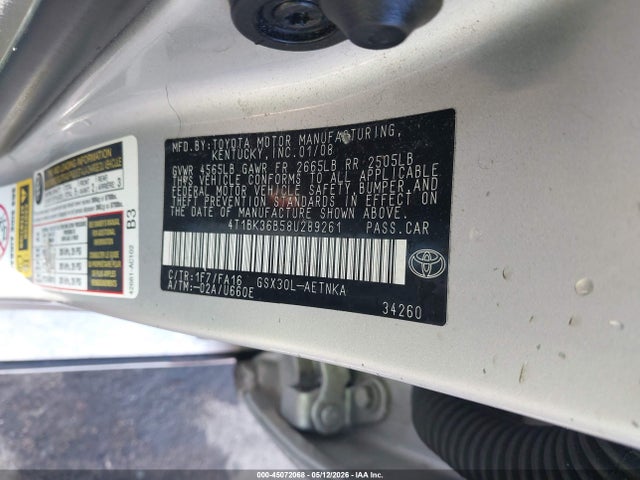 2008 Toyota Avalon Xl მანქანა იყიდება აუქციონზე, vin: 4T1BK36B58U289261, აუქციონის ნომერი: 45072068