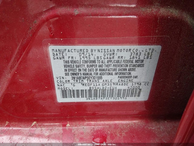 3N1AB7AP5EY301995 Nissan SENTRA SV