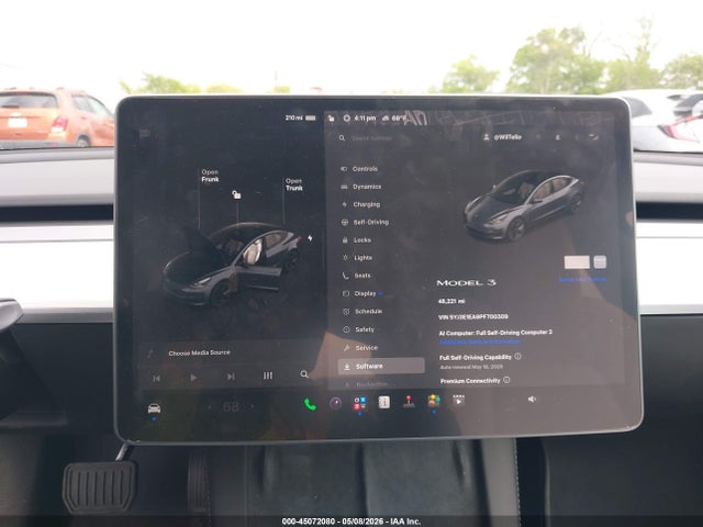 45072080 :رقم المزاد ، 5YJ3E1EA9PF700309 vin ، 2023 Tesla Model 3 Rear-wheel Drive مزاد بيع