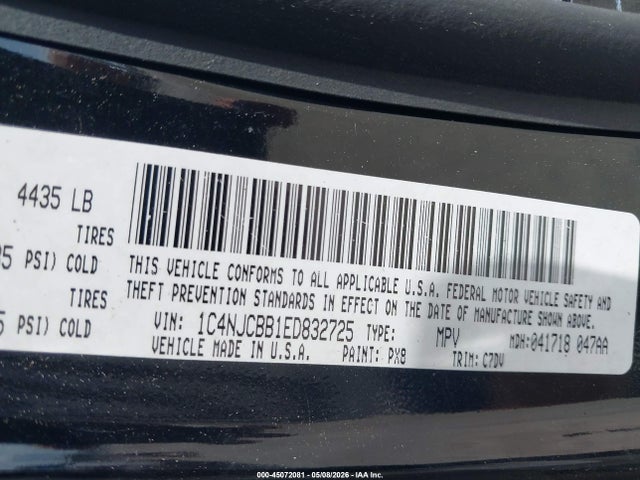 Продажа на аукционе авто 2014 Jeep Compass Sport, vin: 1C4NJCBB1ED832725, номер лота: 45072081