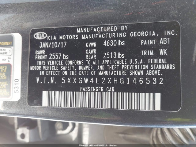 5XXGW4L2XHG146532 KIA Optima Sx Turbo