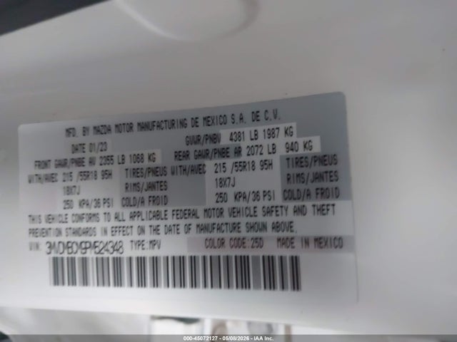 45072127 :رقم المزاد ، 3MVDMBCM9PM524348 vin ، 2023 Mazda Cx-30 2.5 S Preferred مزاد بيع