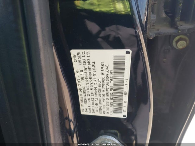 45072128 :رقم المزاد ، 5J8TB18578A017365 vin ، 2008 Acura Rdx مزاد بيع