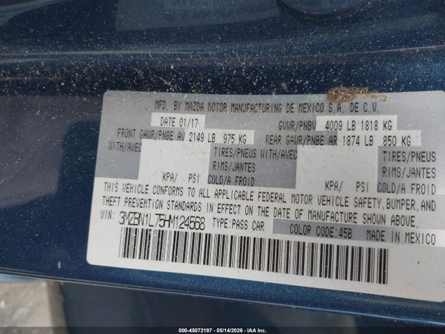 Mazda Mazda3 Touring 2017 3MZBN1L75HM124568 Image 9