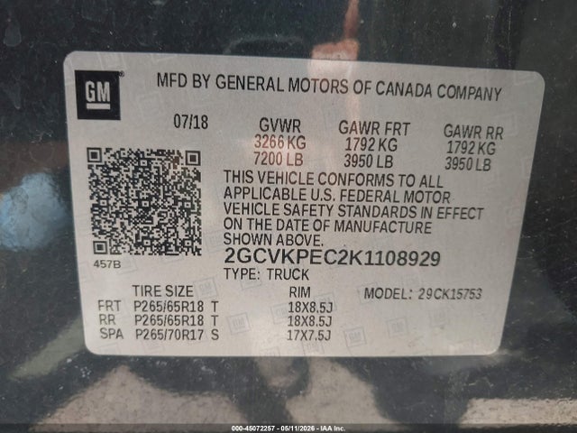 2019 Chevrolet Silverado 1500 Ld Lt მანქანა იყიდება აუქციონზე, vin: 2GCVKPEC2K1108929, აუქციონის ნომერი: 45072257