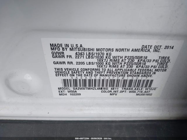 Продаж на аукціоні авто 2015 Mitsubishi Outlander Sport Es, vin: 4A4AR3AU4FE013917, номер лоту: 45072294