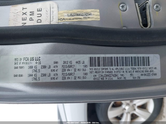 Jeep Compass Sport 2016 1C4NJCBAXGD742841 Image 9