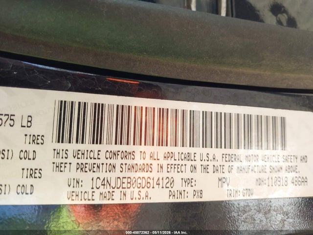 1C4NJDEB0GD614120 Jeep Compass Latitude