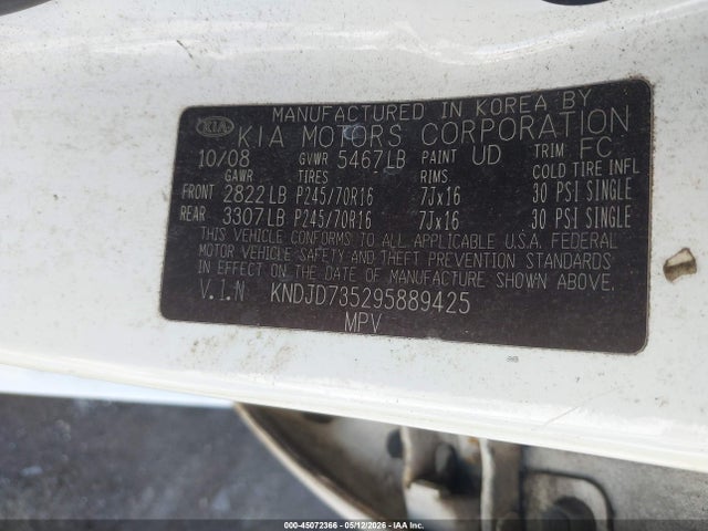Aukcja sprzedaży 2009 Kia Sorento Lx Base, vin: KNDJD735295889425, numer aukcji: 45072366