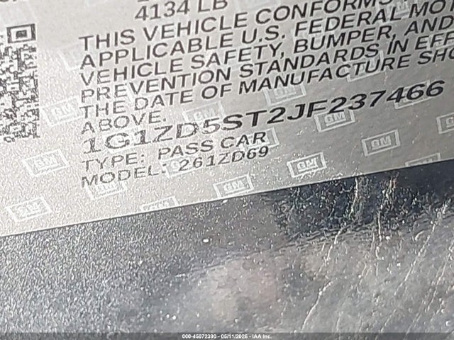 Chevrolet MALIBU LT 2018 1G1ZD5ST2JF237466 Image 9