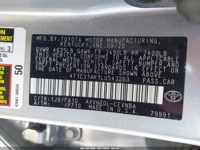4T1C31AK1LU543263 Toyota Camry Le Hybrid