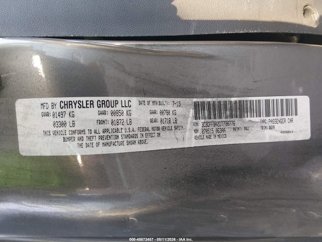 45072457 :رقم المزاد ، 3C3CFFBR2DT738776 vin ، 2013 Fiat 500 Sport مزاد بيع