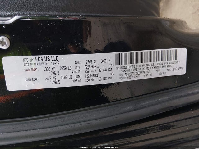 Продаж на аукціоні авто 2019 Dodge Grand Caravan Gt, vin: 2C4RDGEG4KR595972, номер лоту: 45072536