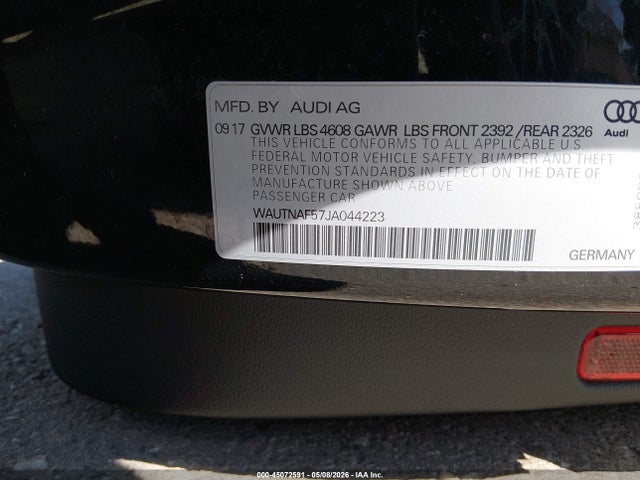 2018 Audi A5 2.0t Premium მანქანა იყიდება აუქციონზე, vin: WAUTNAF57JA044223, აუქციონის ნომერი: 45072591