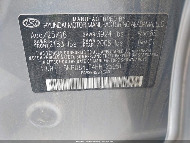 Продаж на аукціоні авто 2017 Hyundai Elantra Limited, vin: 5NPD84LF4HH125051, номер лоту: 45072610