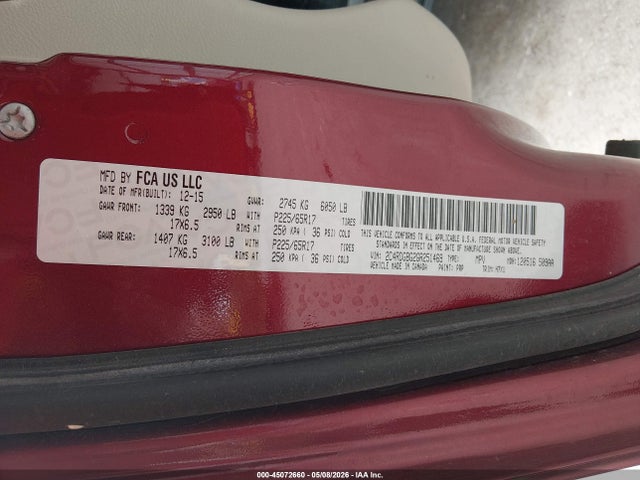 Продажа на аукционе авто 2016 Dodge Grand Caravan American Value Pkg, vin: 2C4RDGBG2GR251469, номер лота: 45072660