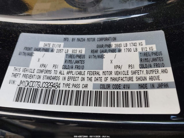 Продажа на аукционе авто 2018 Mazda Cx-3 Grand Touring, vin: JM1DKDD79J0329484, номер лота: 45072668