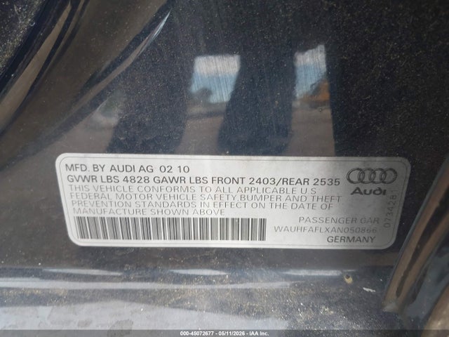 Aukcja sprzedaży 2010 Audi A4 2.0t Premium, vin: WAUHFAFLXAN050866, numer aukcji: 45072677