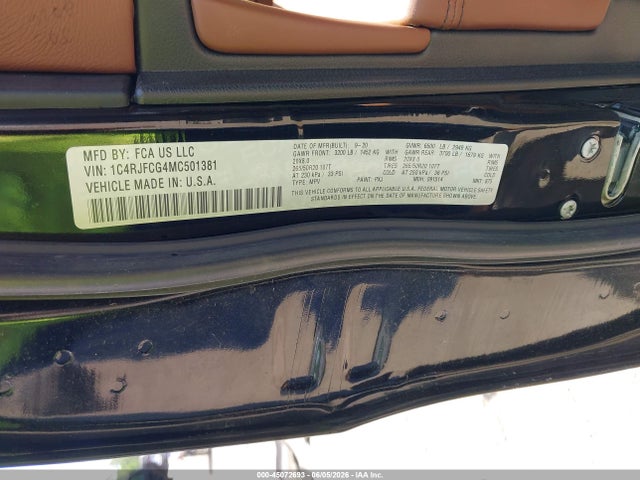 1C4RJFCG4MC501381 Jeep Grand Cherokee Overland 4x4