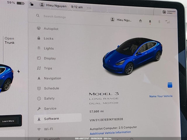 5YJ3E1EB1KF192628 Tesla Model 3 Long Range/performance
