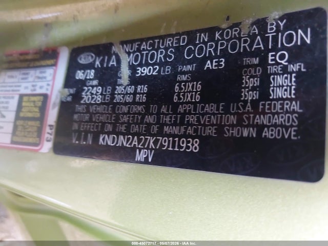 Продаж на аукціоні авто 2019 Kia Soul, vin: KNDJN2A27K7911938, номер лоту: 45072717