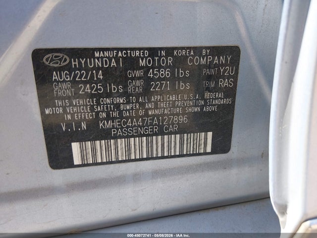 Aukcja sprzedaży 2015 Hyundai Sonata Hybrid Limited, vin: KMHEC4A47FA127896, numer aukcji: 45072741