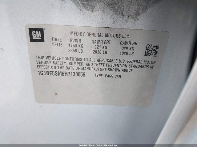 1G1BE5SM6H7130058 Chevrolet Cruze Lt Auto
