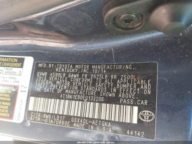 Продажа на аукционе авто 2014 Toyota Avalon Xle, vin: 4T1BK1EB0EU132206, номер лота: 45072749