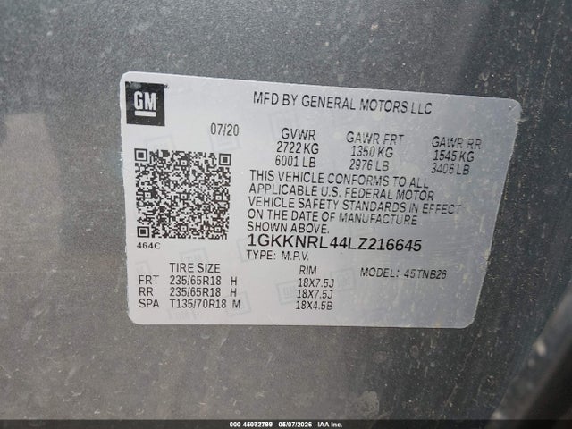 Продаж на аукціоні авто 2020 Gmc Acadia Fwd Sle, vin: 1GKKNRL44LZ216645, номер лоту: 45072799