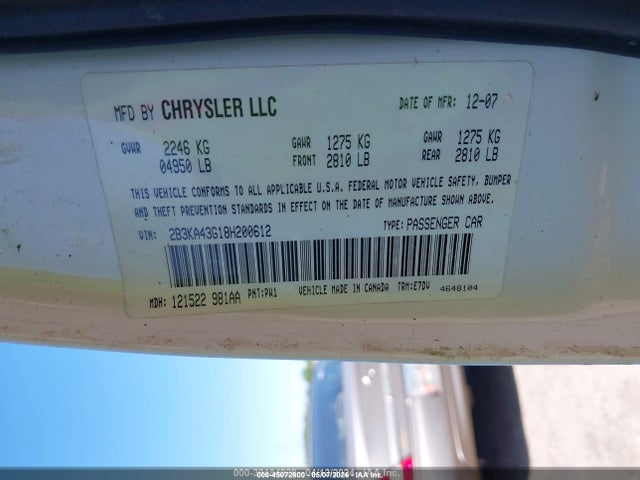Aukcja sprzedaży 2008 Dodge Charger, vin: 2B3KA43G18H200612, numer aukcji: 45072800