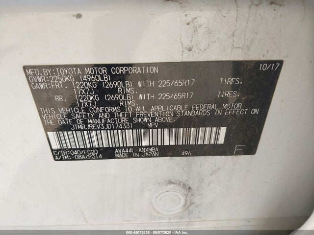 JTMRJREV3JD174331 Toyota Rav4 Hybrid Le