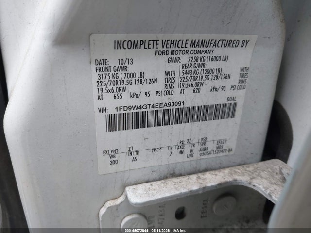 2014 Ford F-450 Chassis Xl მანქანა იყიდება აუქციონზე, vin: 1FD9W4GT4EEA93091, აუქციონის ნომერი: 45072844