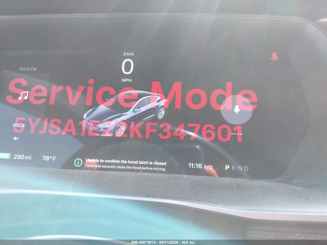45072913 :رقم المزاد ، 5YJSA1E22KF347601 vin ، 2019 Tesla Model S 100d/75d/long Range/standard Range مزاد بيع