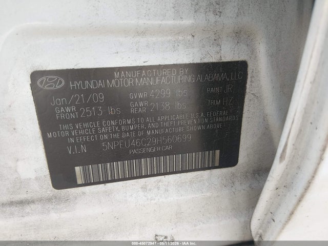 Aukcja sprzedaży 2009 Hyundai Sonata Se, vin: 5NPEU46C29H560699, numer aukcji: 45072947