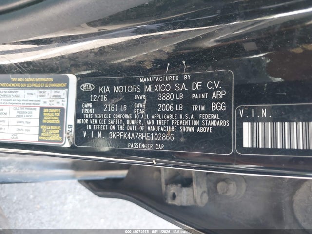 Aukcja sprzedaży 2017 Kia Forte Lx, vin: 3KPFK4A78HE102866, numer aukcji: 45072975