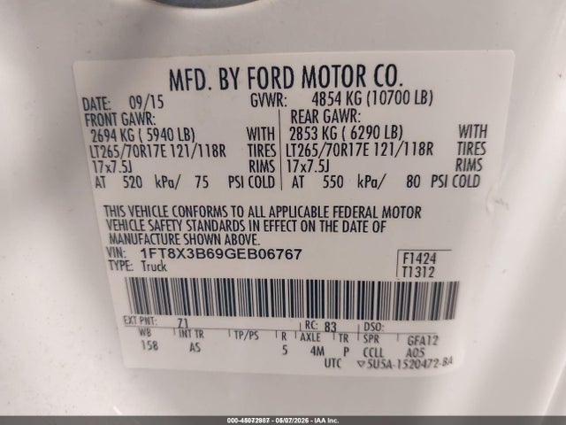 Aukcja sprzedaży 2016 Ford F-350 Xl, vin: 1FT8X3B69GEB06767, numer aukcji: 45072987