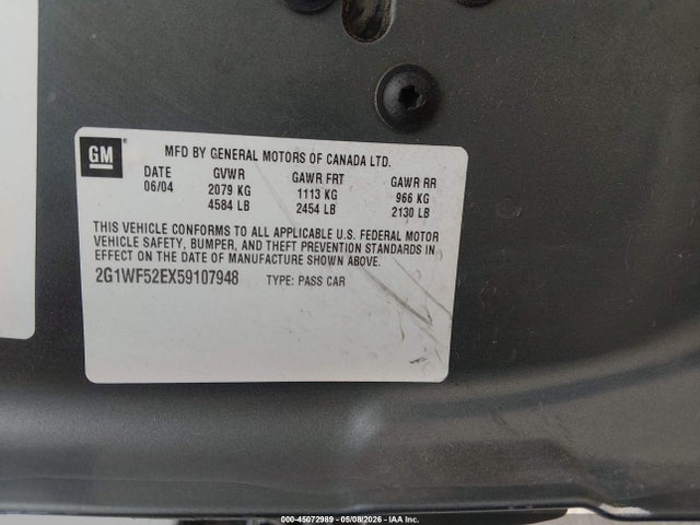 Продажа на аукционе авто 2005 Chevrolet Impala, vin: 2G1WF52EX59107948, номер лота: 45072989