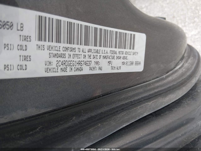 Продаж на аукціоні авто 2017 Dodge Grand Caravan Gt, vin: 2C4RDGEG1HR674637, номер лоту: 45073004