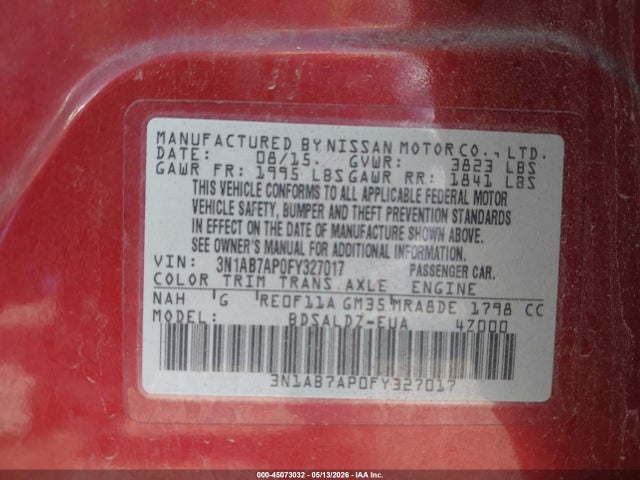 3N1AB7AP0FY327017 Nissan SENTRA SV