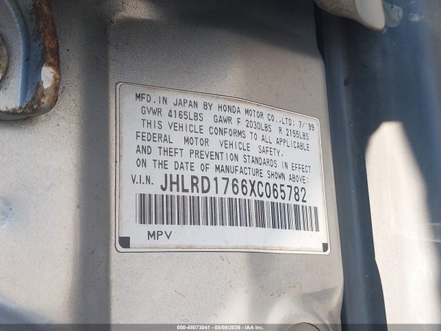 Продажа на аукционе авто 1999 Honda Cr-v Ex, vin: JHLRD1766XC065782, номер лота: 45073041