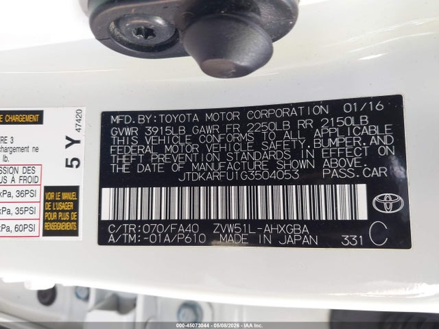 Toyota Prius Three 2016 JTDKARFU1G3504053 Image 9