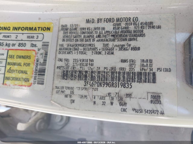 Ford Fusion Titanium 2016 3FA6P0K99GR319835 Image 9