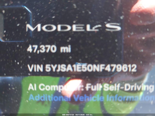 Продаж на аукціоні авто 2022 Tesla Model S Dual Motor All-wheel Drive, vin: 5YJSA1E50NF479612, номер лоту: 45073128