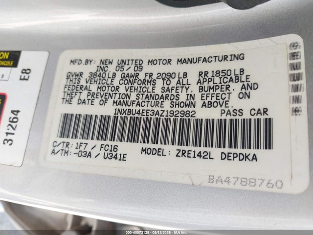 Продаж на аукціоні авто 2010 Toyota Corolla Le, vin: 1NXBU4EE3AZ192982, номер лоту: 45073135
