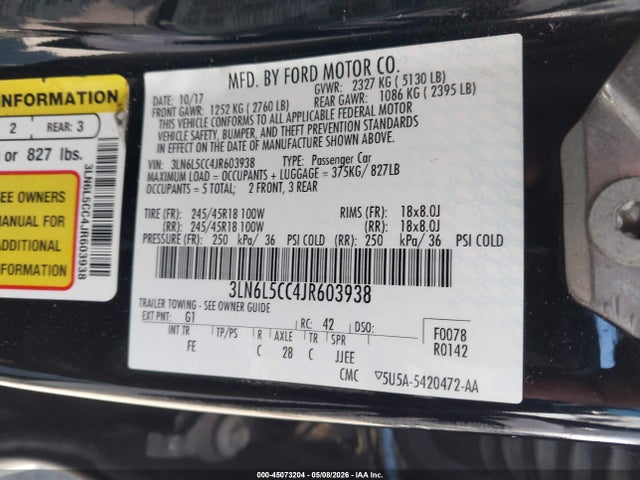 Lincoln MKZ SELECT 2018 3LN6L5CC4JR603938 Image 9