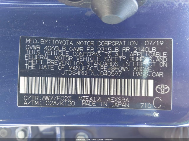 JTDS4RCE7LJ040597 Toyota COROLLA SE