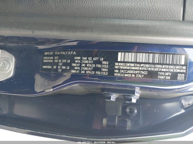 ZACCJABB3HPF78422 Jeep Renegade Latitude Fwd