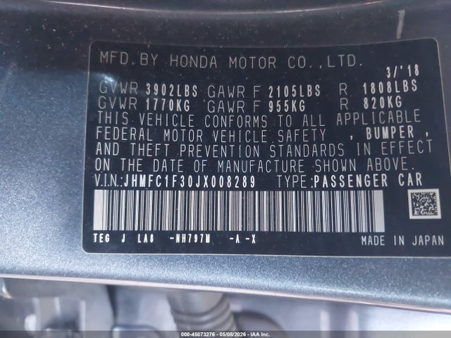 JHMFC1F30JX008289 Honda Civic Ex-t