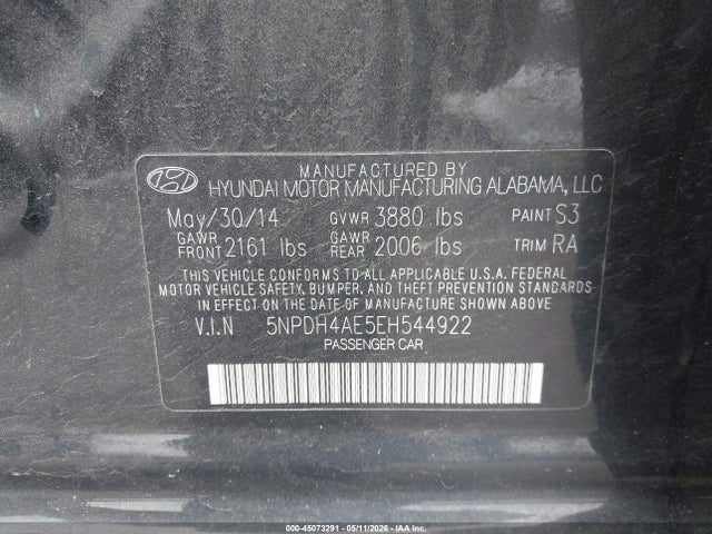 Aukcja sprzedaży 2014 Hyundai Elantra Se, vin: 5NPDH4AE5EH544922, numer aukcji: 45073291