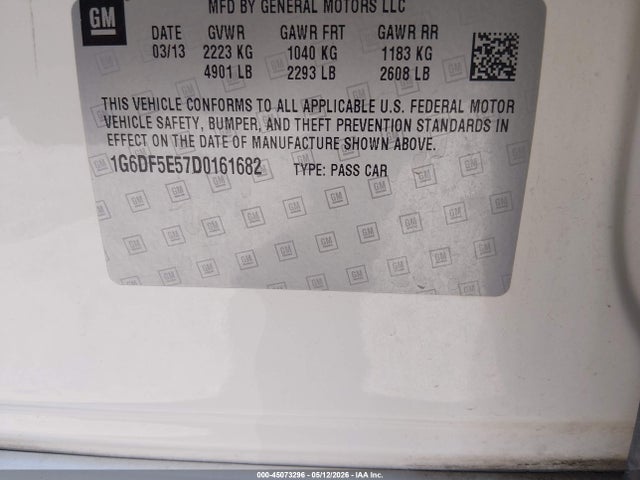 45073296 :رقم المزاد ، 1G6DF5E57D0161682 vin ، 2013 Cadillac Cts Luxury مزاد بيع